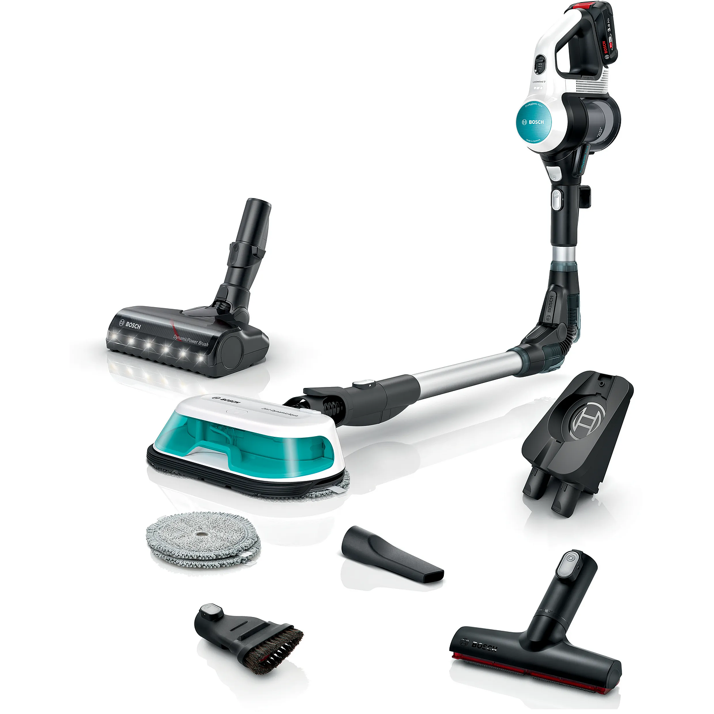 2 en 1: aspiradora y mopa recargable Unlimited 7 ProHygienic Aqua Blanco BOSCH 1