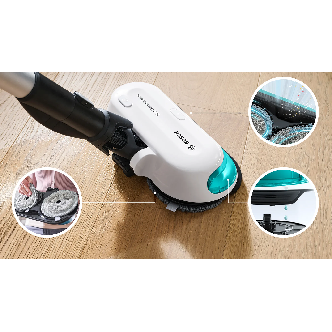 2 en 1: aspiradora y mopa recargable Unlimited 7 ProHygienic Aqua Blanco BOSCH 15