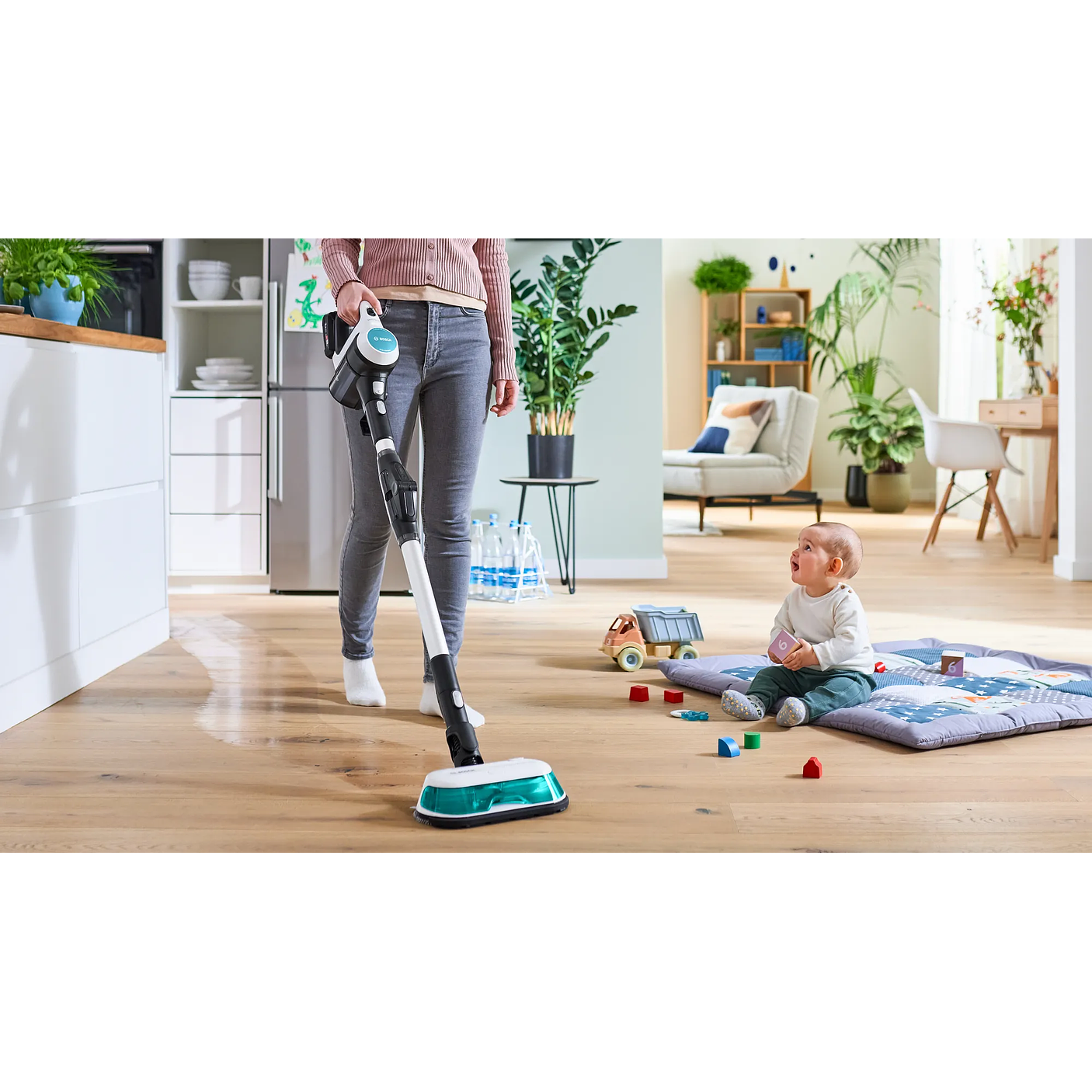 2 en 1: aspiradora y mopa recargable Unlimited 7 ProHygienic Aqua Blanco BOSCH 3