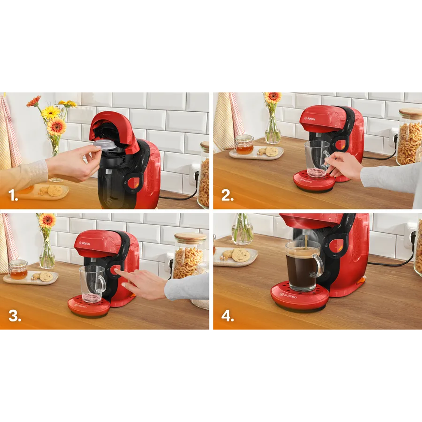 Cafetera multibebida TASSIMO STYLE friendly Rojo 8