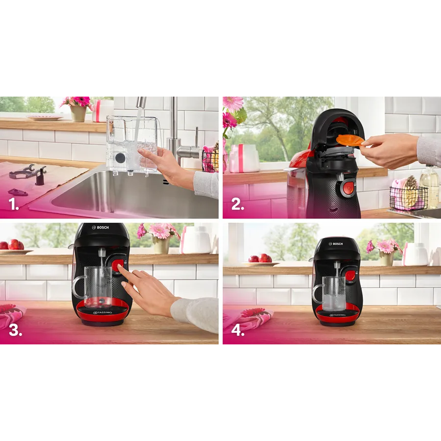 Cafetera multibebida TASSIMO HAPPY friendly Rojo 8