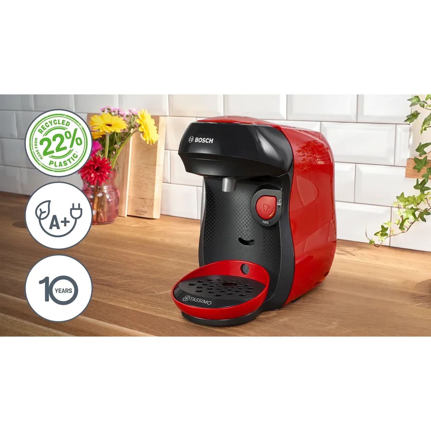 Cafetera multibebida TASSIMO HAPPY friendly Rojo 2