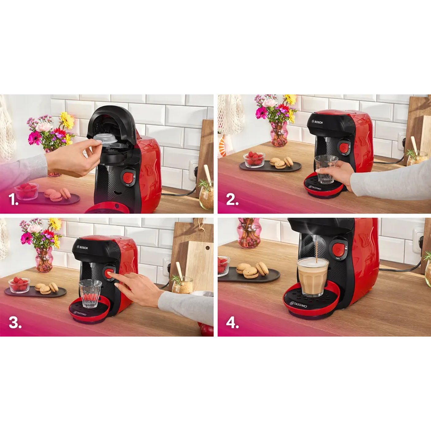 Cafetera multibebida TASSIMO HAPPY friendly Rojo 11