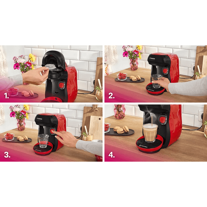 Cafetera multibebida TASSIMO HAPPY friendly Rojo 11