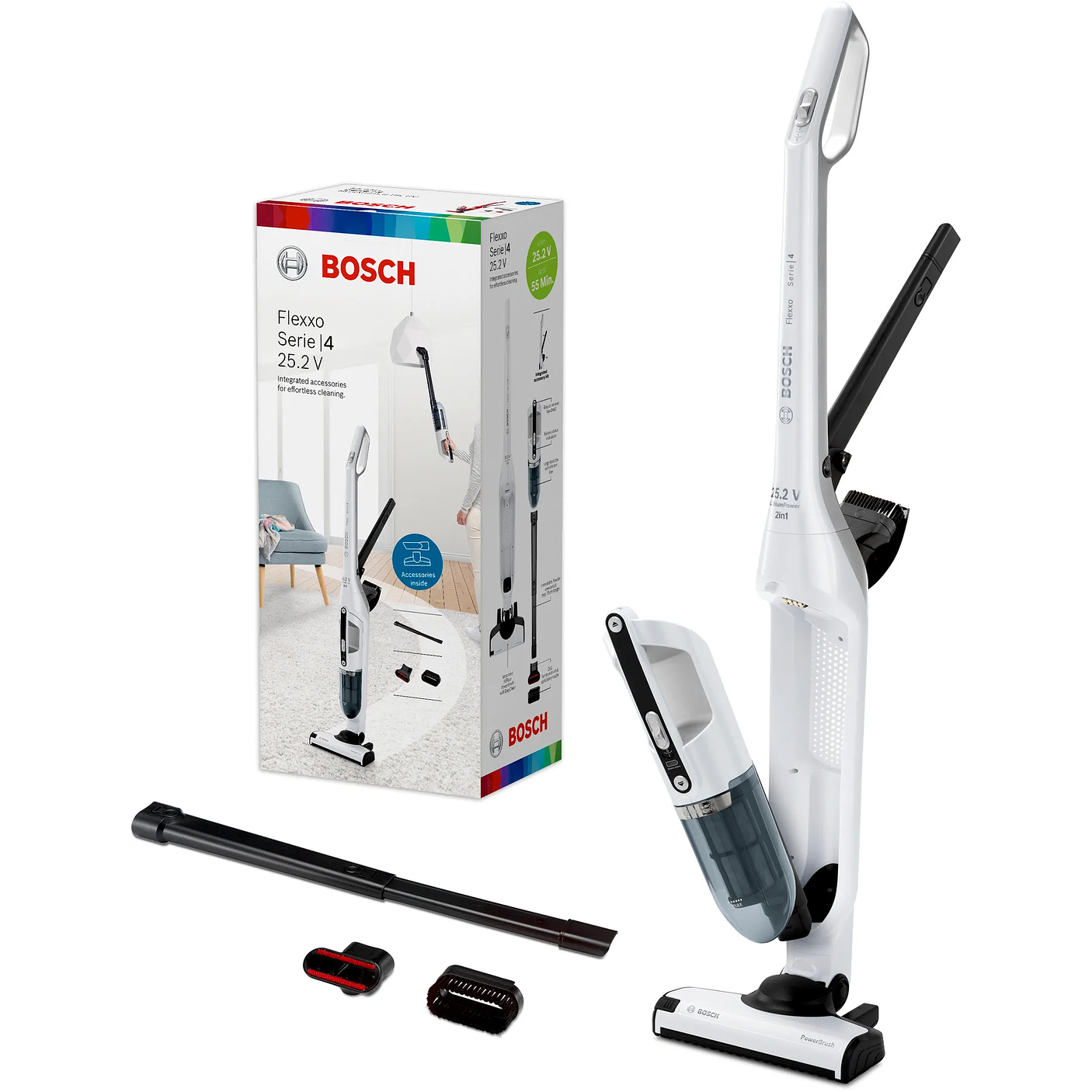 Serie 4 Aspiradora sin cable Flexxo 25.2V Blanco BOSCH 10