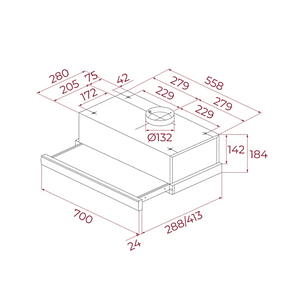 TL 7420.2 IX Campana Extensible 70 cm Acero Inoxidable TEKA