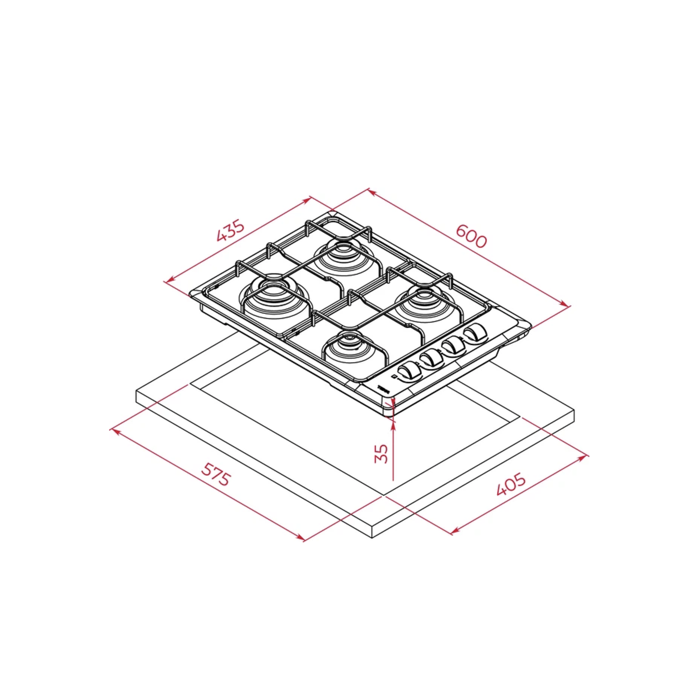 HLX 540 KL Placa de cocción a gas natural con 4 fuegos Acero inoxidable TEKA 8