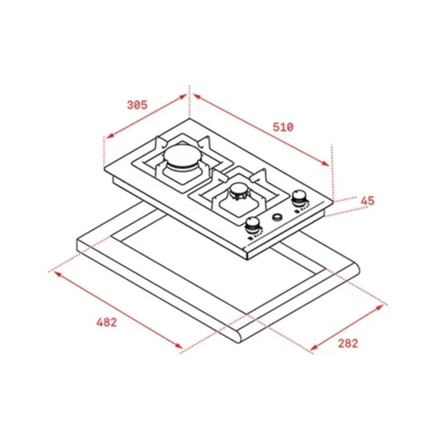 EFX 30.1 2G AI AL CI Placa de gas butano 30 cm Acero inoxidable TEKA 2