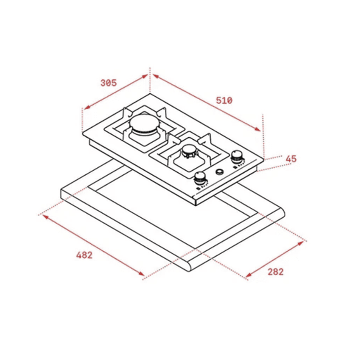 EFX 30.1 2G AI AL CI Placa de gas butano 30 cm Acero inoxidable TEKA 2