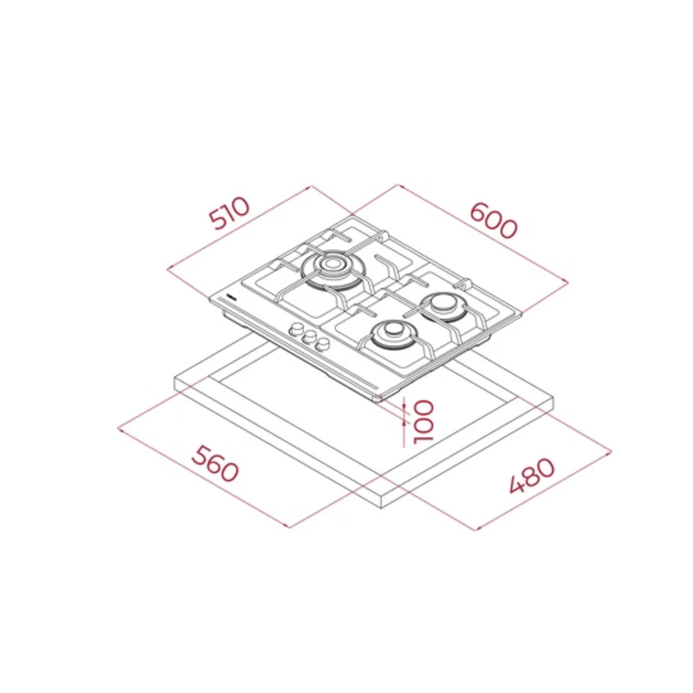 GBC 63110 Placa de gas butano 3 quemadores Negro TEKA 8