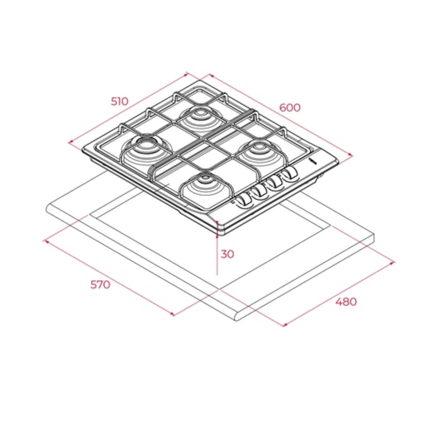 E/60.3 40 Placa de cocción a gas natural 60 cm Acero inoxidable TEKA 5
