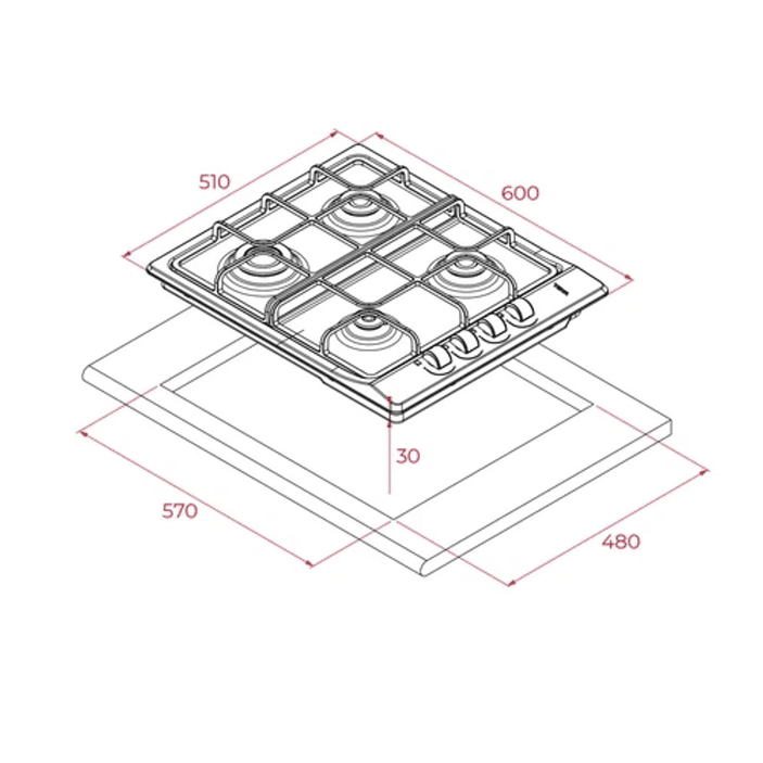 E/60.3 40 Placa de cocción a gas natural 60 cm Acero inoxidable TEKA 5