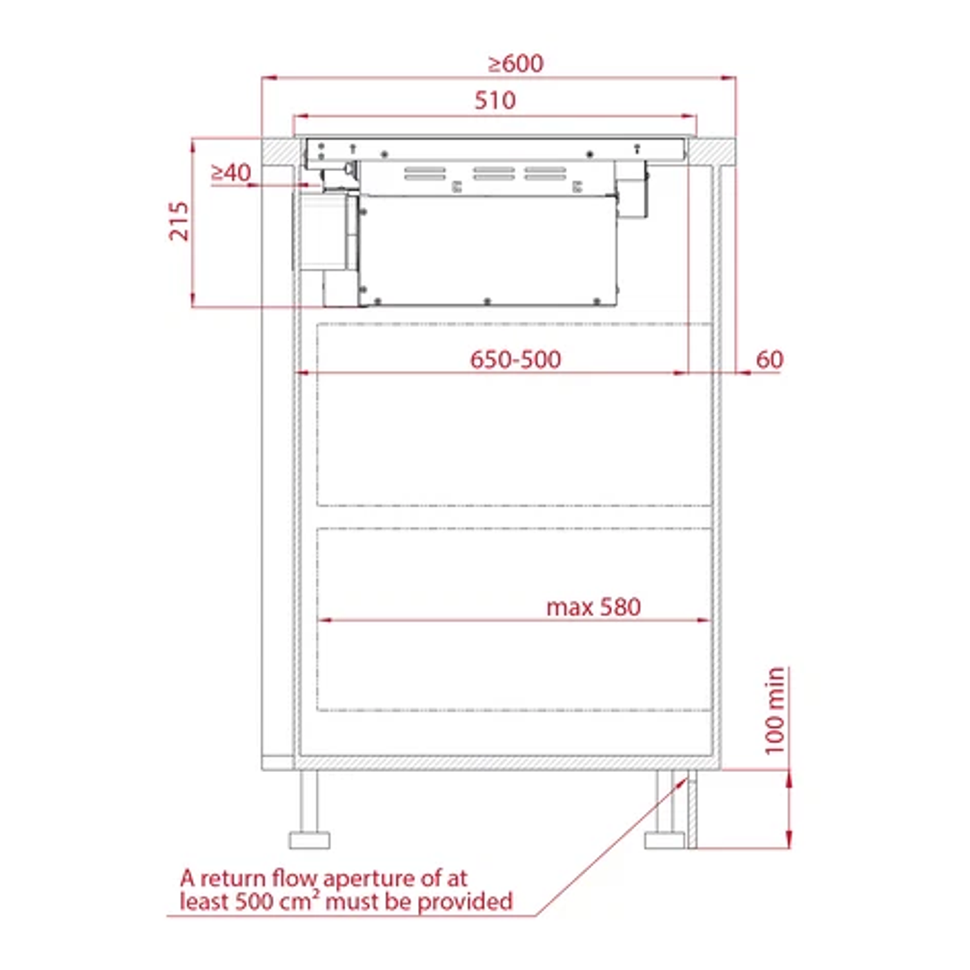 Placa de inducción FullFlex con campana integrada MasterSense Air AFF 87601 MST 12