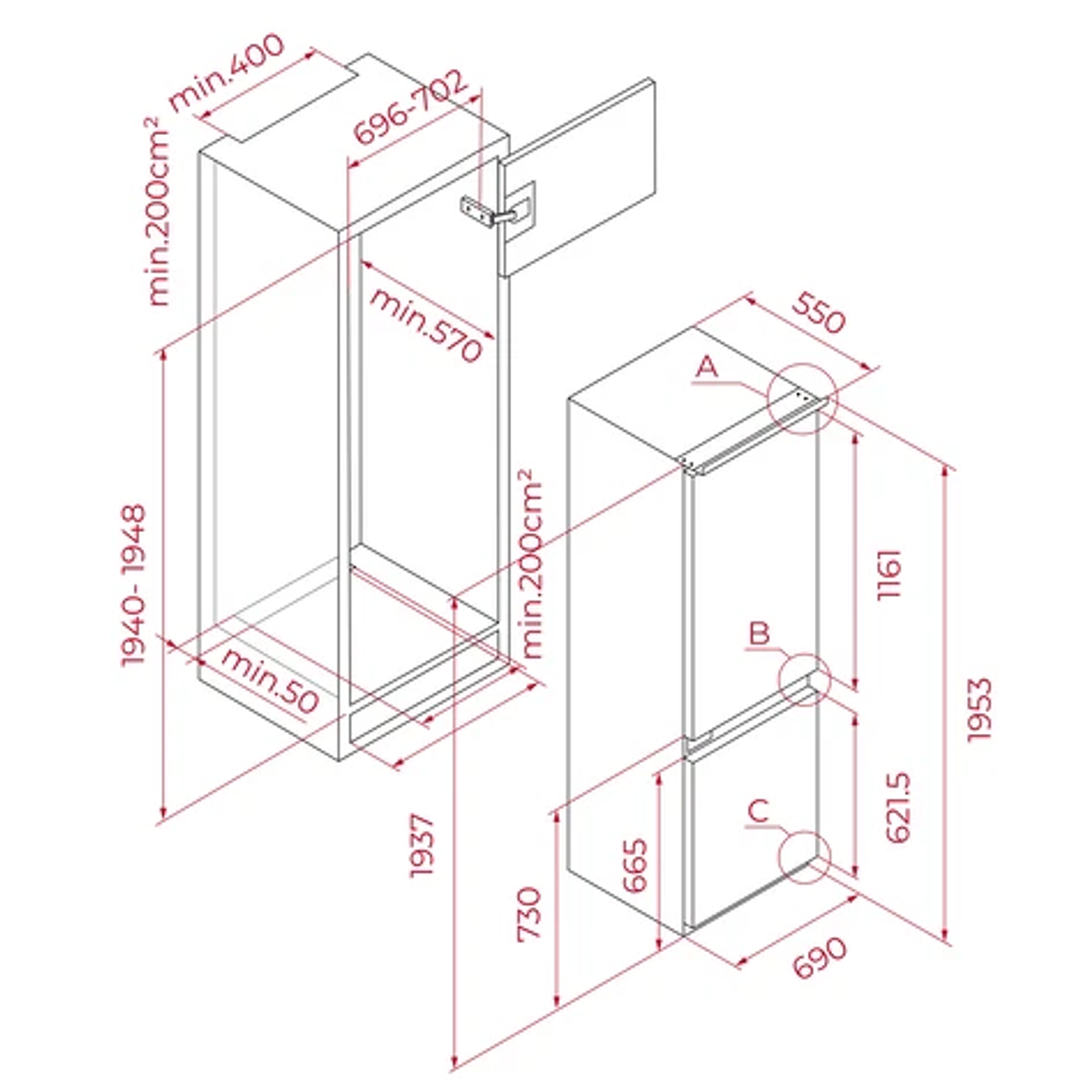 Frigorífico Combi Integrable Teka RBF 78785 FI • Clase D • Total No Frost • 177 cm 14