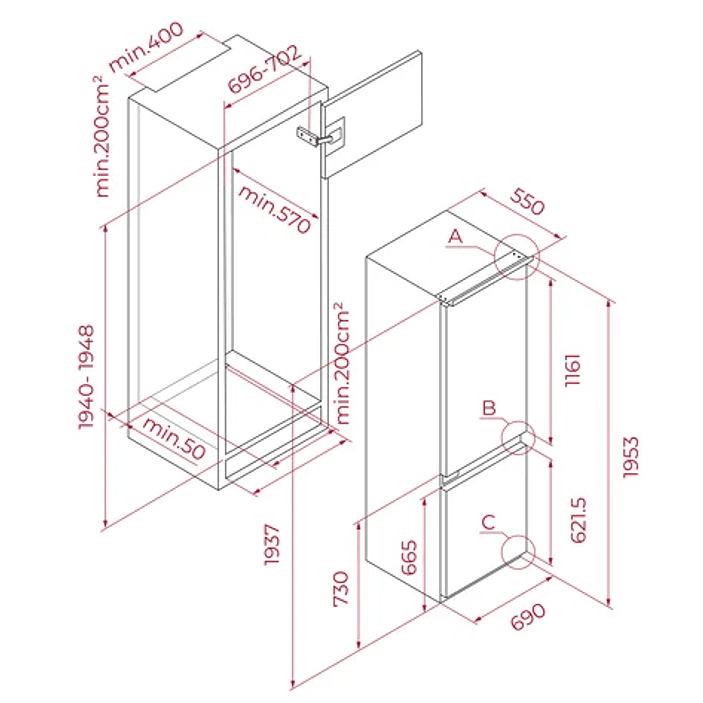 Frigorífico Combi Integrable Teka RBF 78785 FI • Clase D • Total No Frost • 177 cm 14