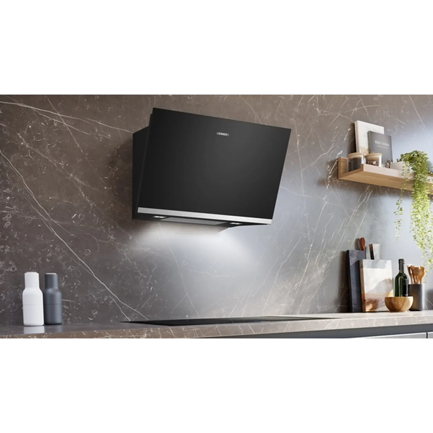 iQ500 Campana decorativa de pared 80 cm Cristal negro, Negro 6