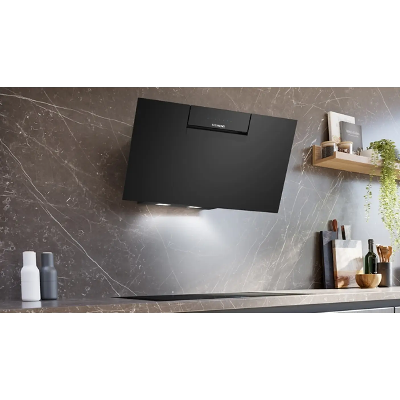 iQ300 Campana decorativa de pared 80 cm Cristal negro, Negro 5