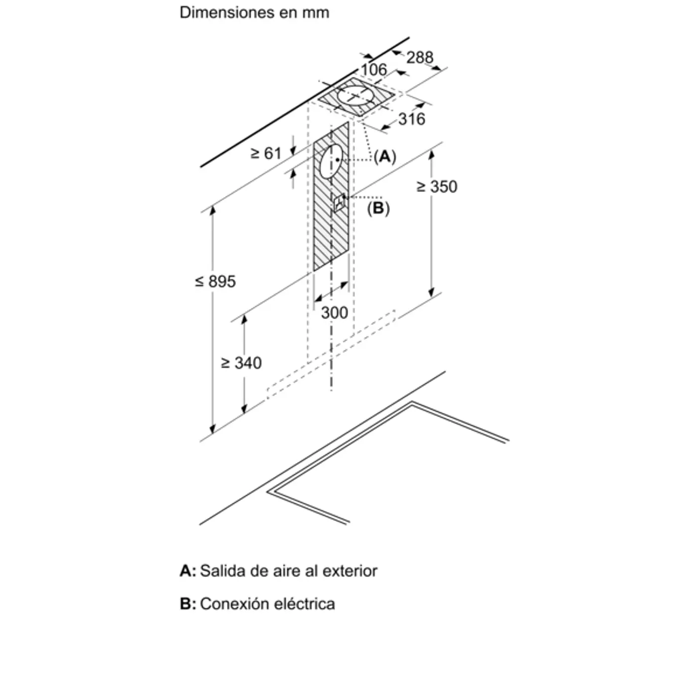 iQ300 Campana decorativa de pared 90 cm Acero mate antihuellas 10