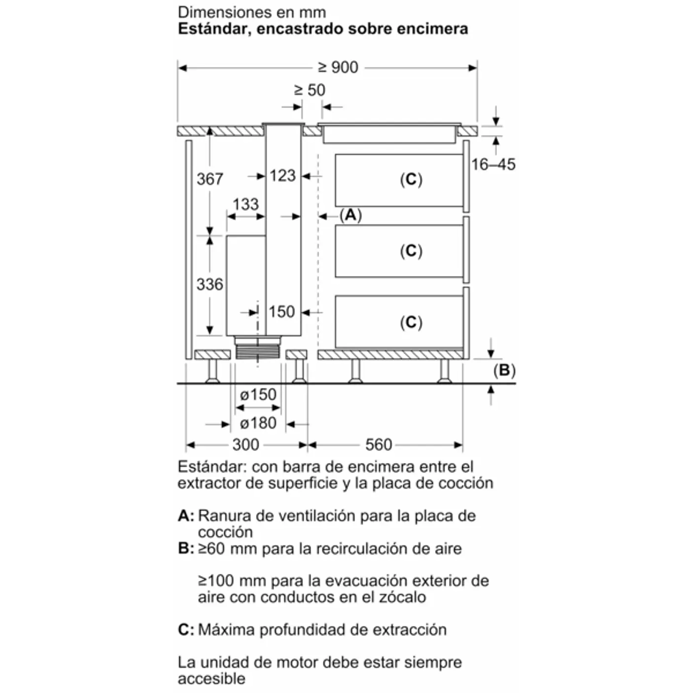 iQ700 Extractor de encimera telescópico 90 cm Cristal transparente, Negro 12