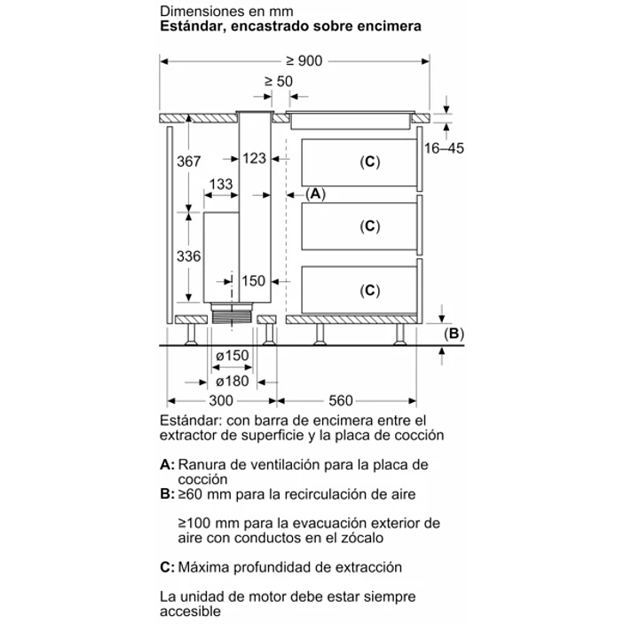iQ700 Extractor de encimera telescópico 90 cm Cristal transparente, Negro 12