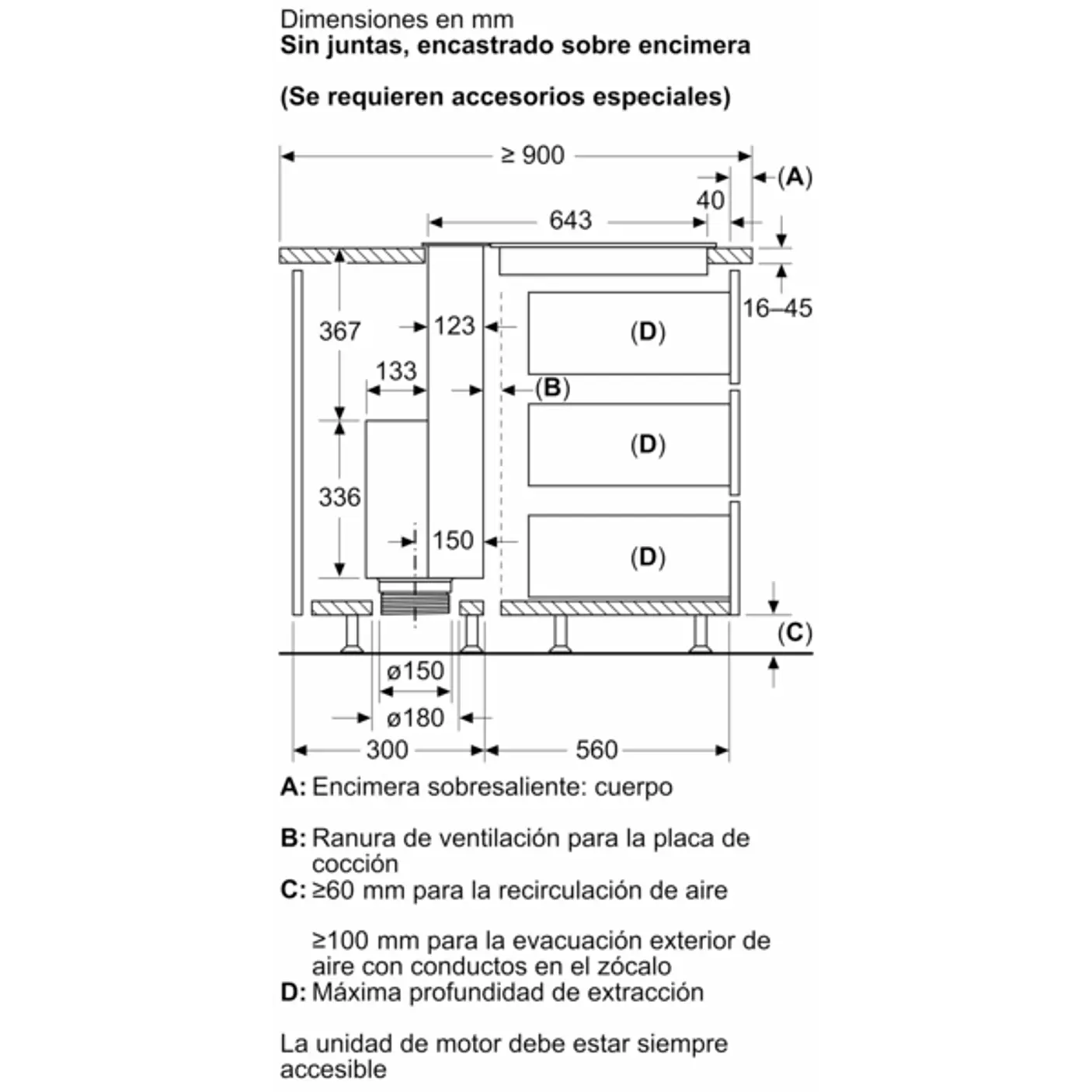 iQ700 Extractor de encimera telescópico 90 cm Cristal transparente, Negro 13
