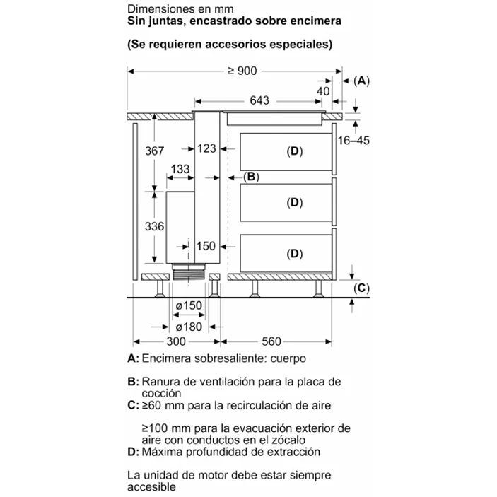 iQ700 Extractor de encimera telescópico 90 cm Cristal transparente, Negro 13