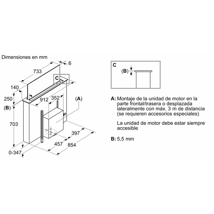 iQ700 Extractor de encimera telescópico 90 cm Cristal transparente, Negro 14