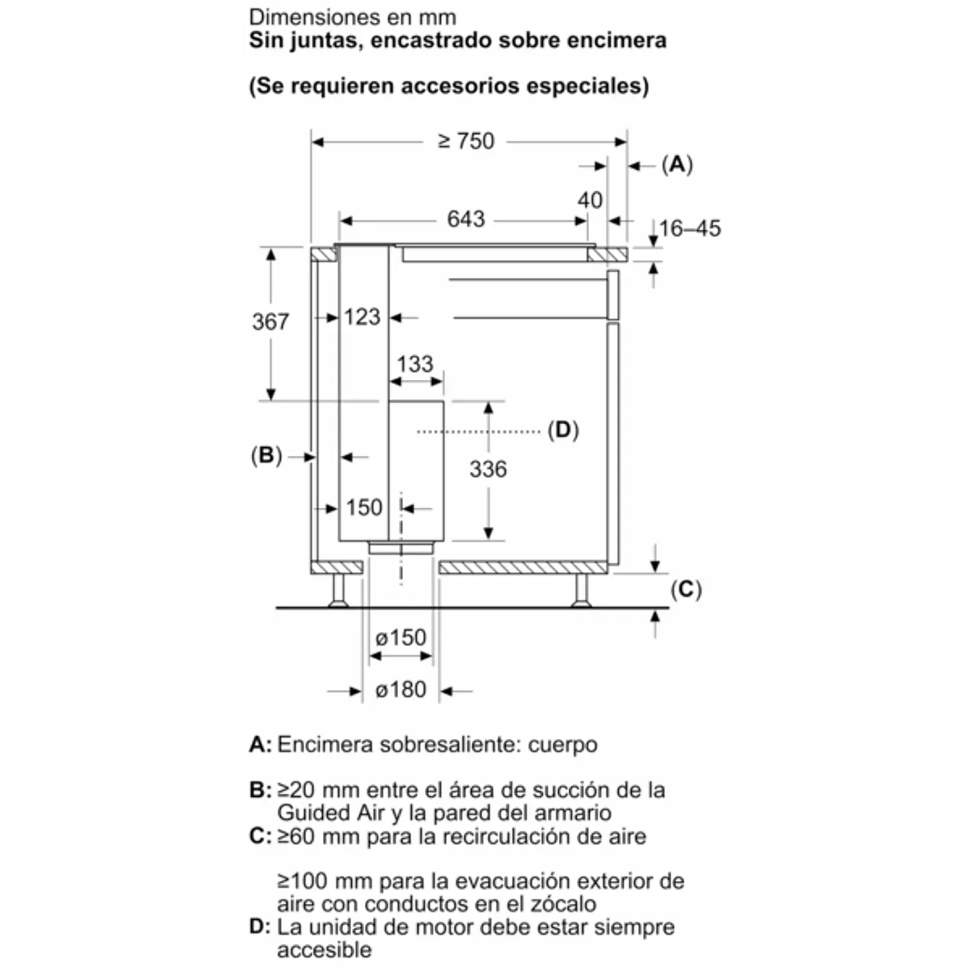 iQ700 Extractor de encimera telescópico 90 cm Cristal transparente, Negro 16