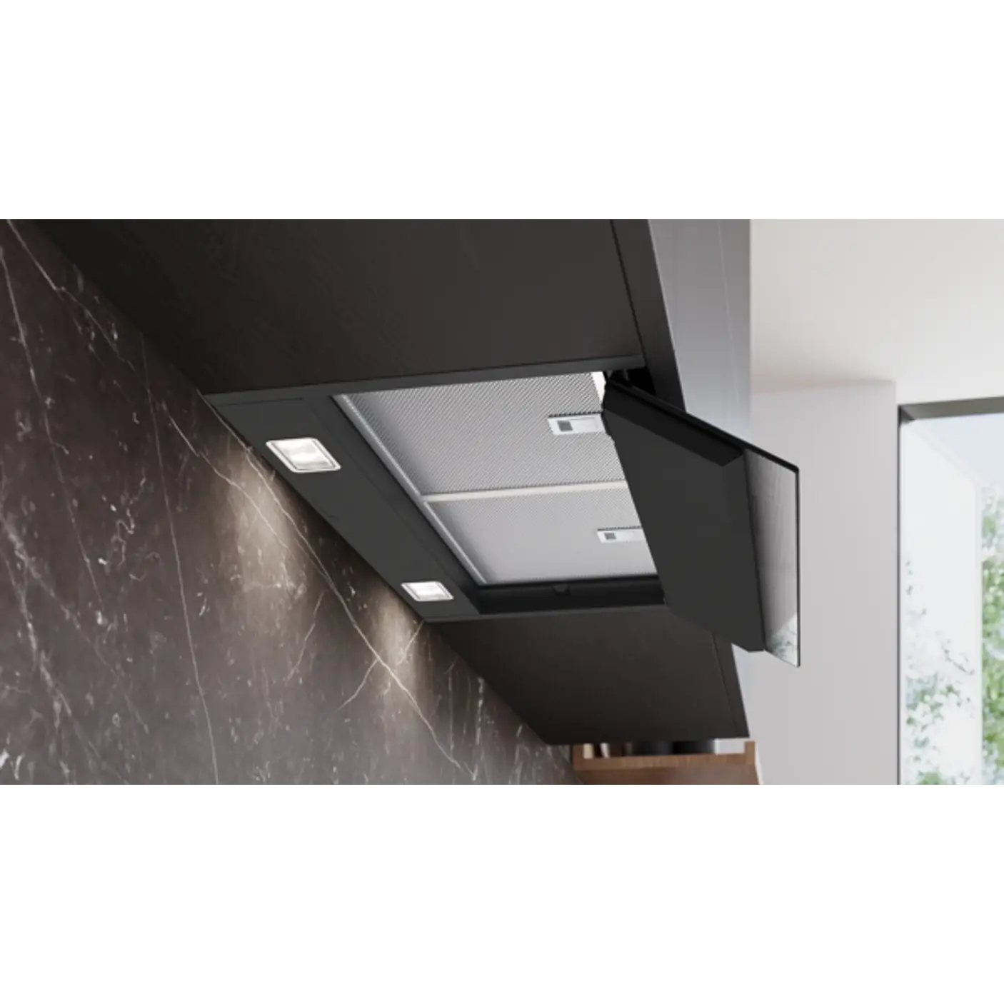 iQ500 Campana decorativa integrable 60 cm Cristal negro, Negro mate 4