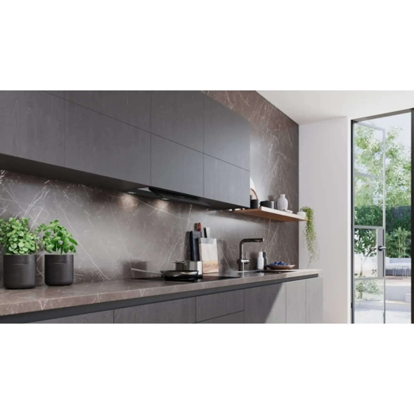 iQ500 Campana decorativa integrable 60 cm Cristal negro, Negro mate 6