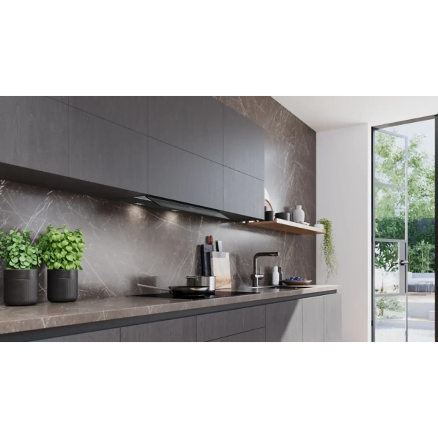 iQ700 Campana decorativa integrable 80 cm Cristal negro, Negro mate 6