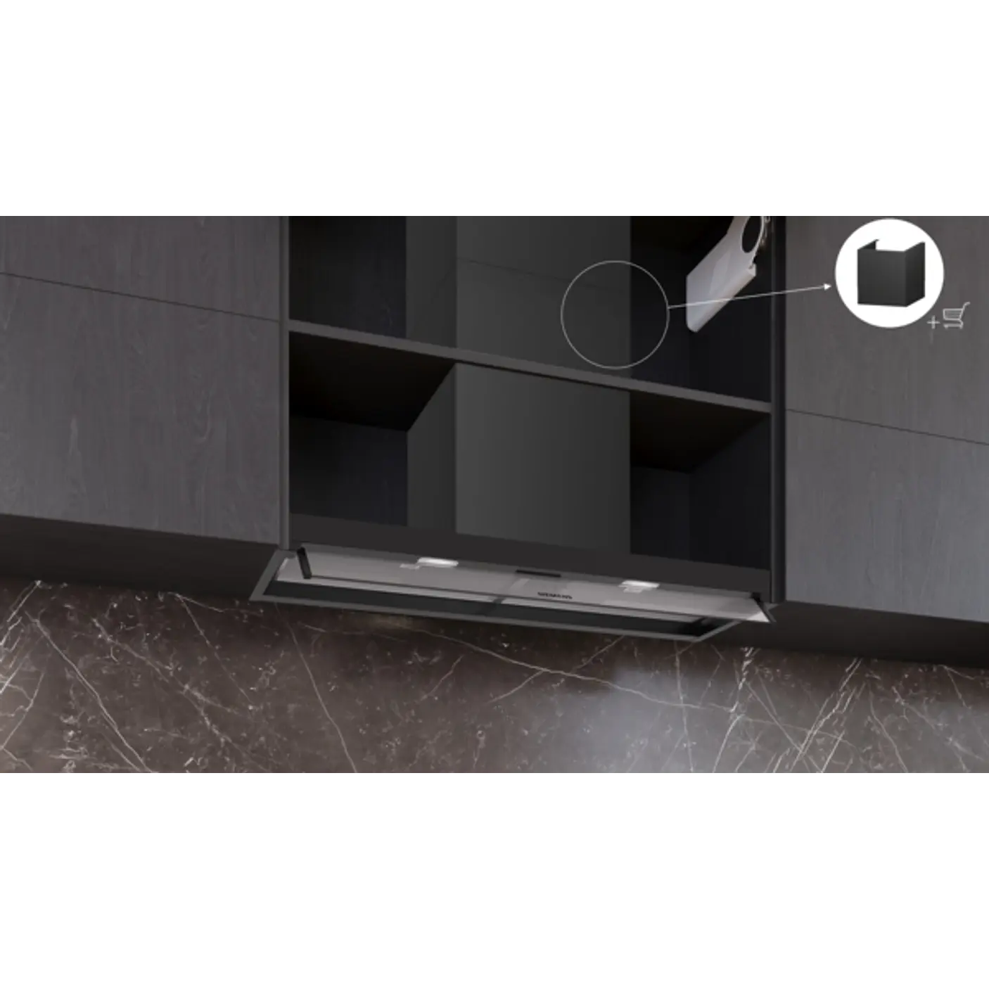 iQ300 Campana decorativa integrable 90 cm Cristal transparente, Negro mate 2