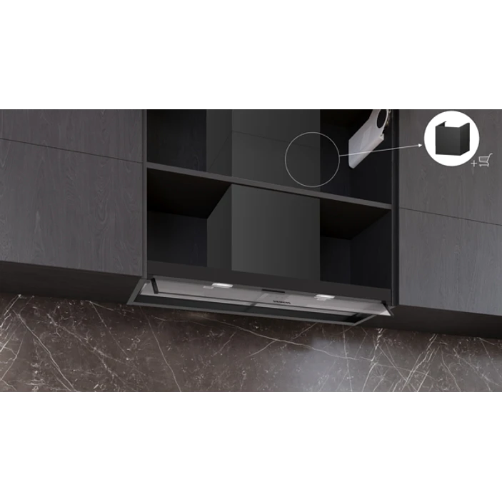 iQ300 Campana decorativa integrable 90 cm Cristal transparente, Negro mate 2