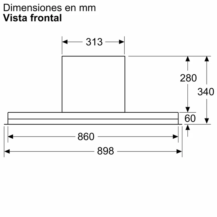 iQ300 Campana decorativa integrable 90 cm Cristal transparente, Negro mate 17