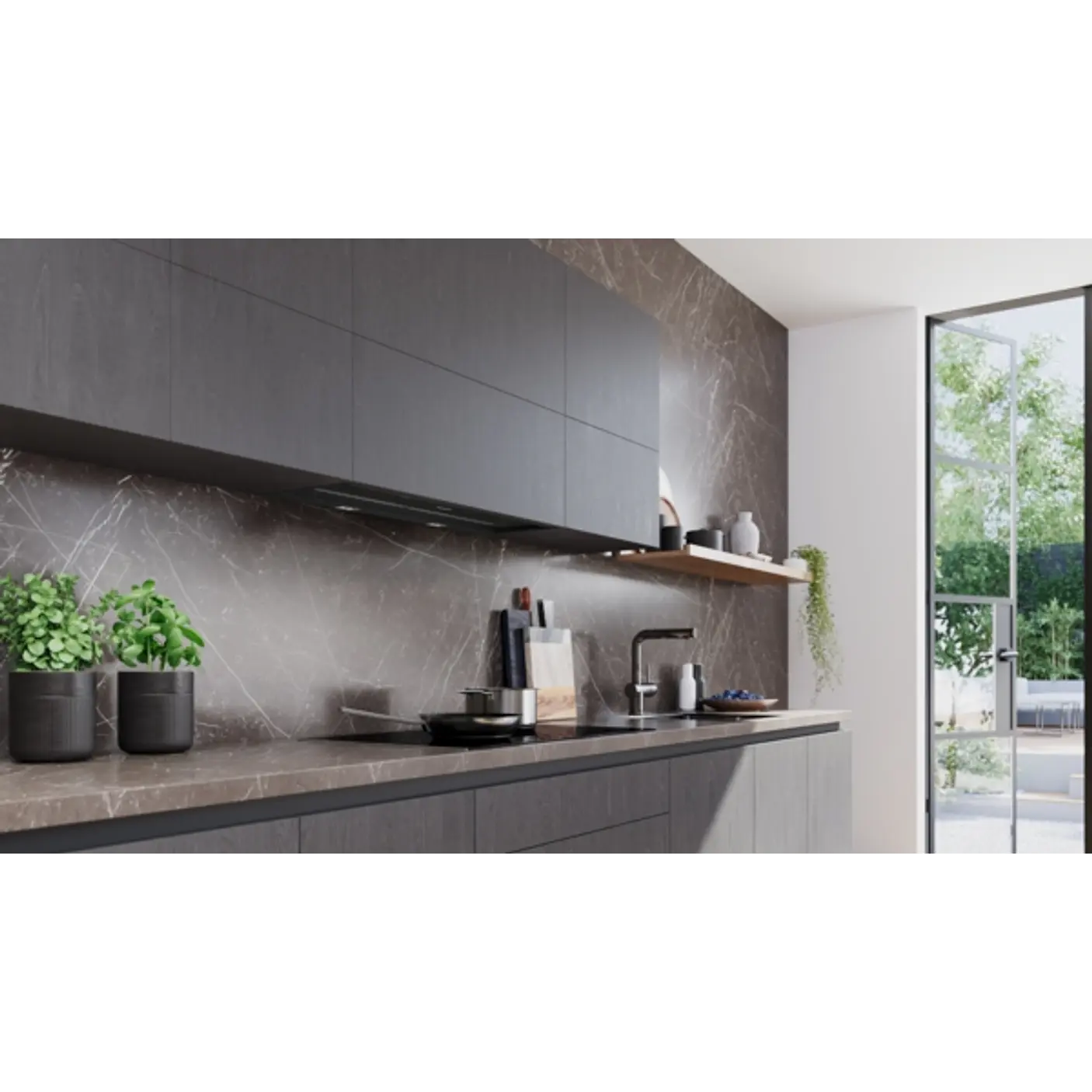 iQ700 Campana decorativa integrable 90 cm Cristal negro, Negro mate 7