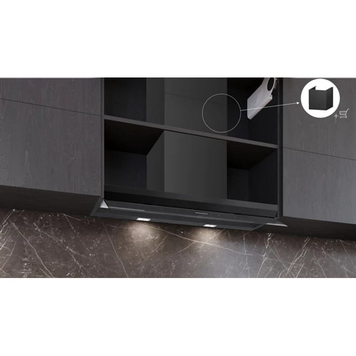 iQ700 Campana decorativa integrable 90 cm Cristal negro, Negro mate 3