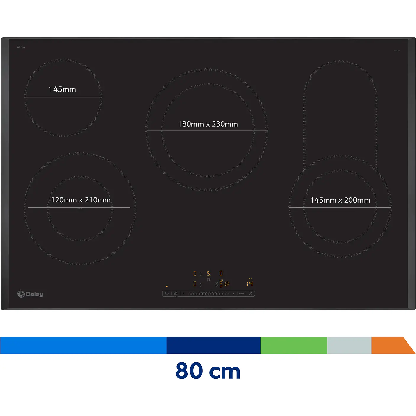 Placa Vitrocerámica BALAY Negra 80 cm Sin Perfiles · 3EB786LQ 5