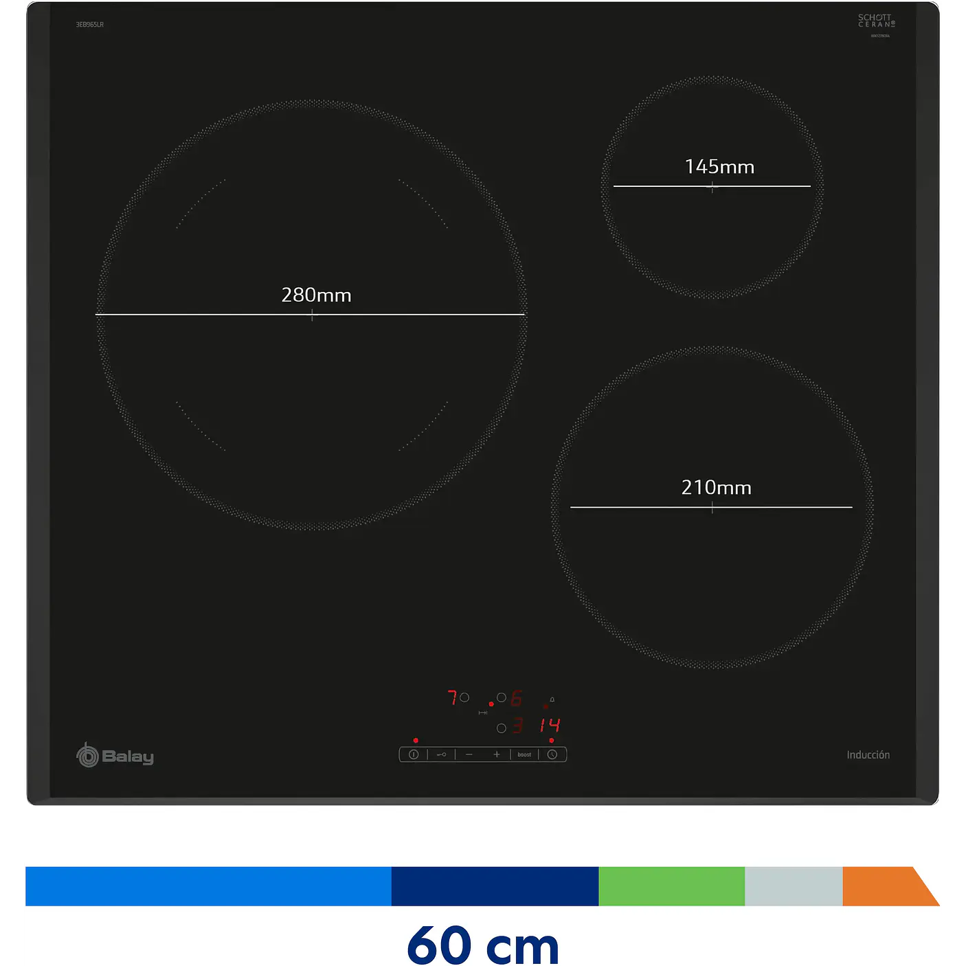 Placa de Inducción BALAY Negra 60 cm Sin Perfiles · 3EB965LR 5
