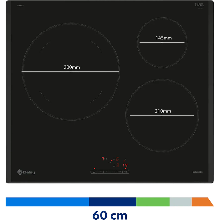 Placa de Inducción BALAY Negra 60 cm Sin Perfiles · 3EB965LR 5
