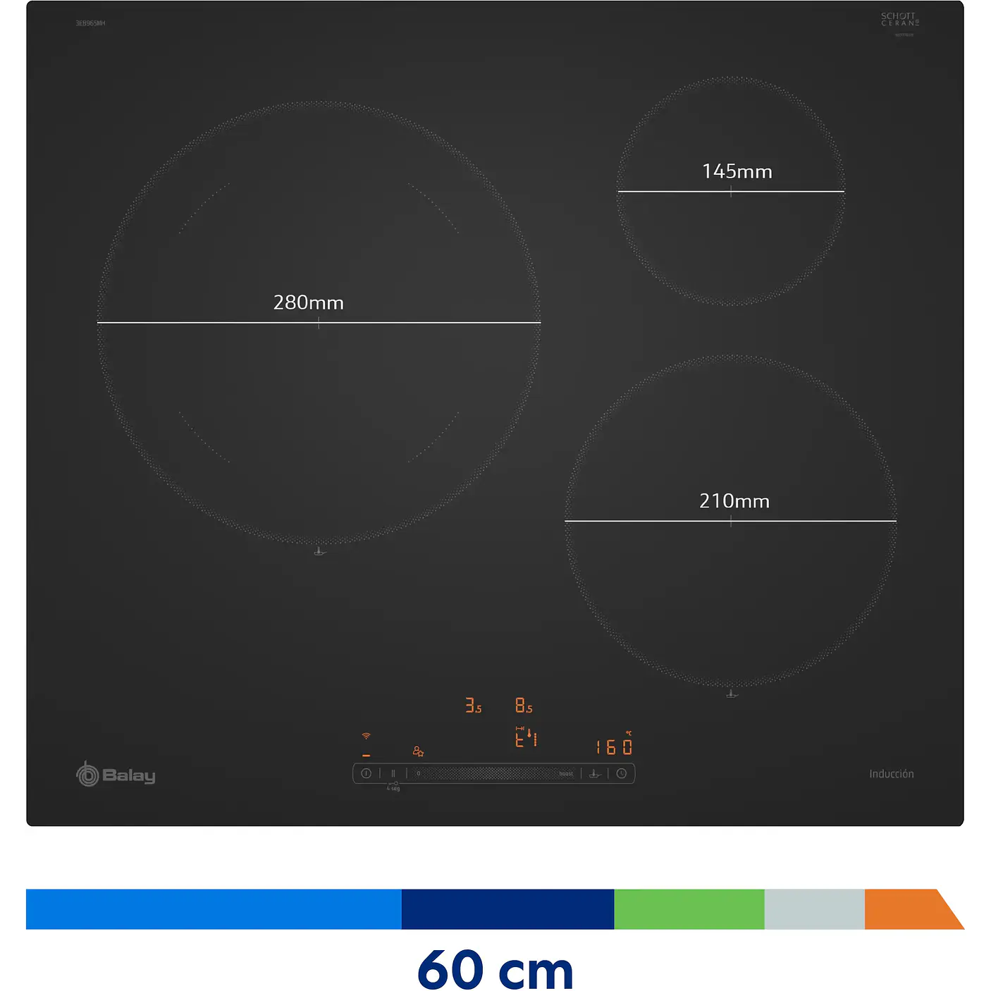 Placa de Inducción BALAY Negro Mate 60 cm Sin Perfiles · 3EB965MH 5