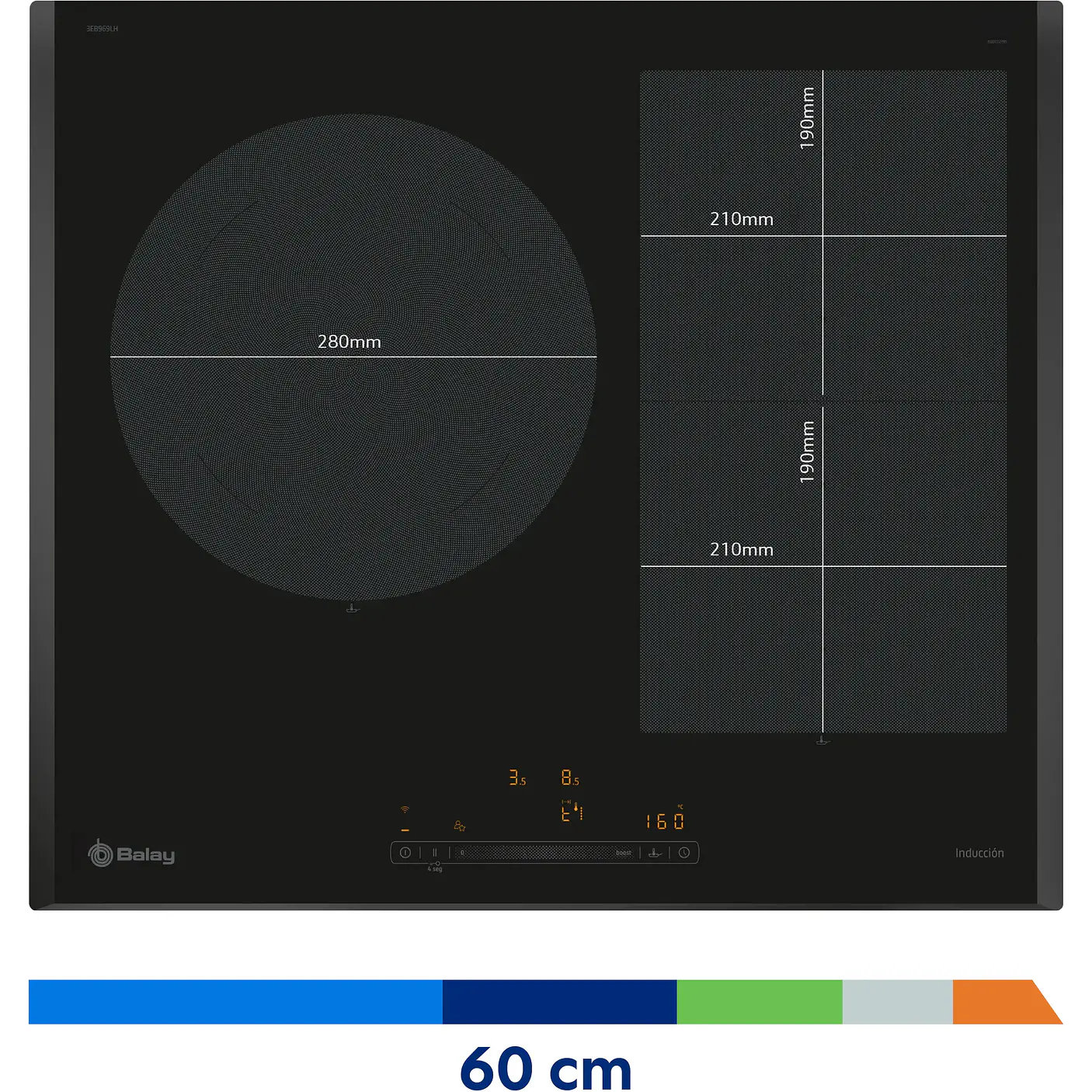 Placa de Inducción BALAY Negra 60 cm Sin Perfiles · 3EB969LH 5
