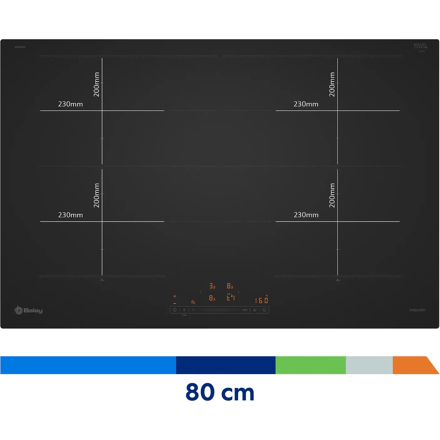Placa de Inducción BALAY Negro Mate 80 cm Sin Perfiles · 3EB980MH 5