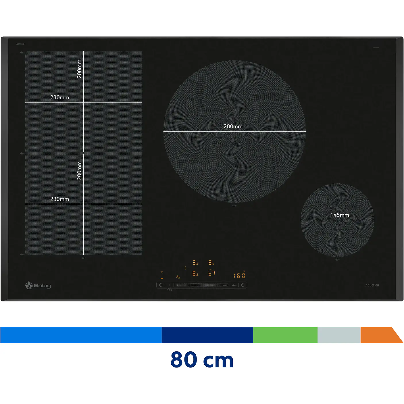 Placa de Inducción BALAY Negra 80 cm Sin Perfiles · 3EB989LH 5