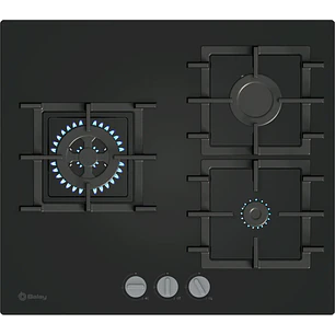 Placa de Gas BALAY Cristal Templado Negro 60 cm · 3ETG563QB
