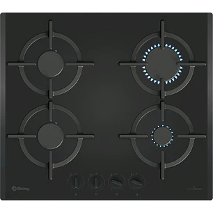 Placa de Gas BALAY Cristal Templado Negro 60 cm · 3ETG664RB