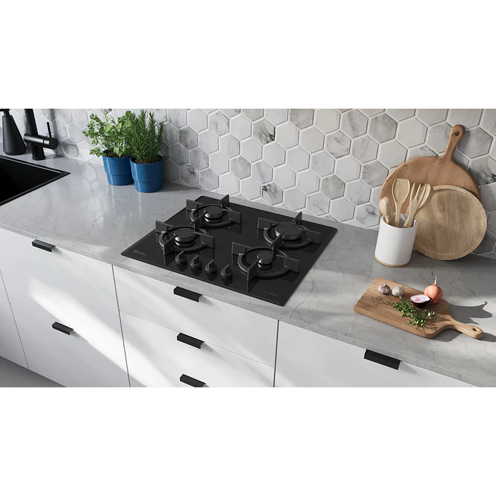 Placa de Gas BALAY Cristal Templado Negro 60 cm · 3ETG664RB 5