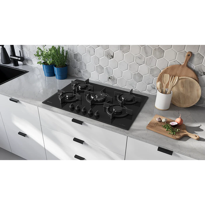 Placa de Gas BALAY Cristal Templado Negro 75 cm · 3ETG676RB 5