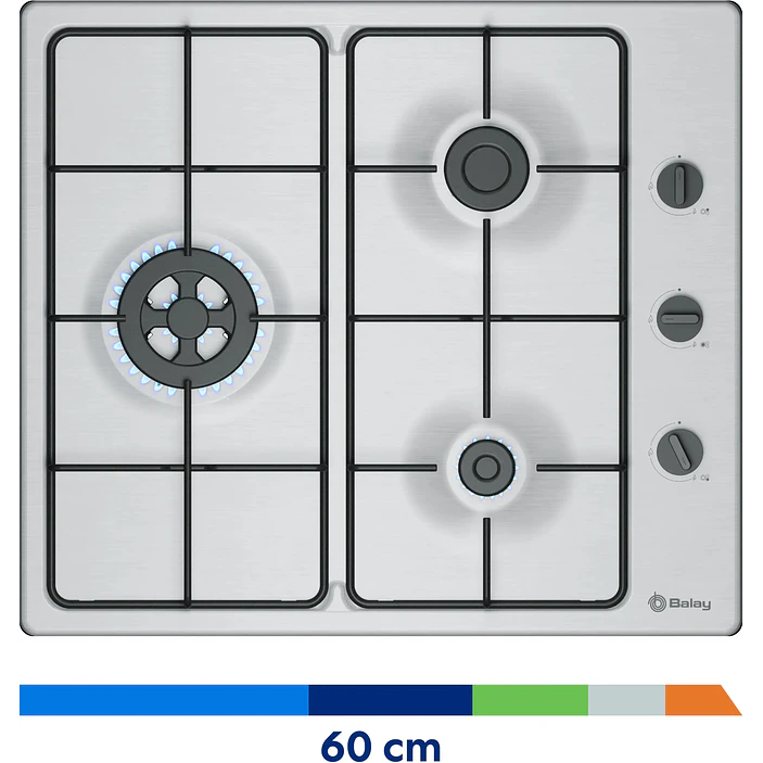 Placa de Gas BALAY Acero 60 cm · 3ETX463BB 6