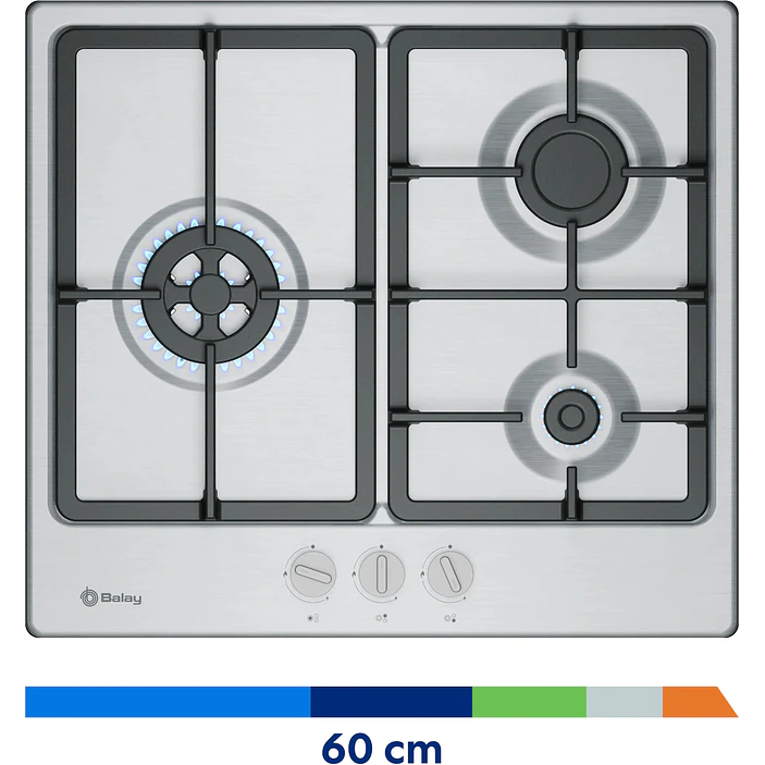 Placa de Gas BALAY Acero 60 cm · 3ETX563CB 6