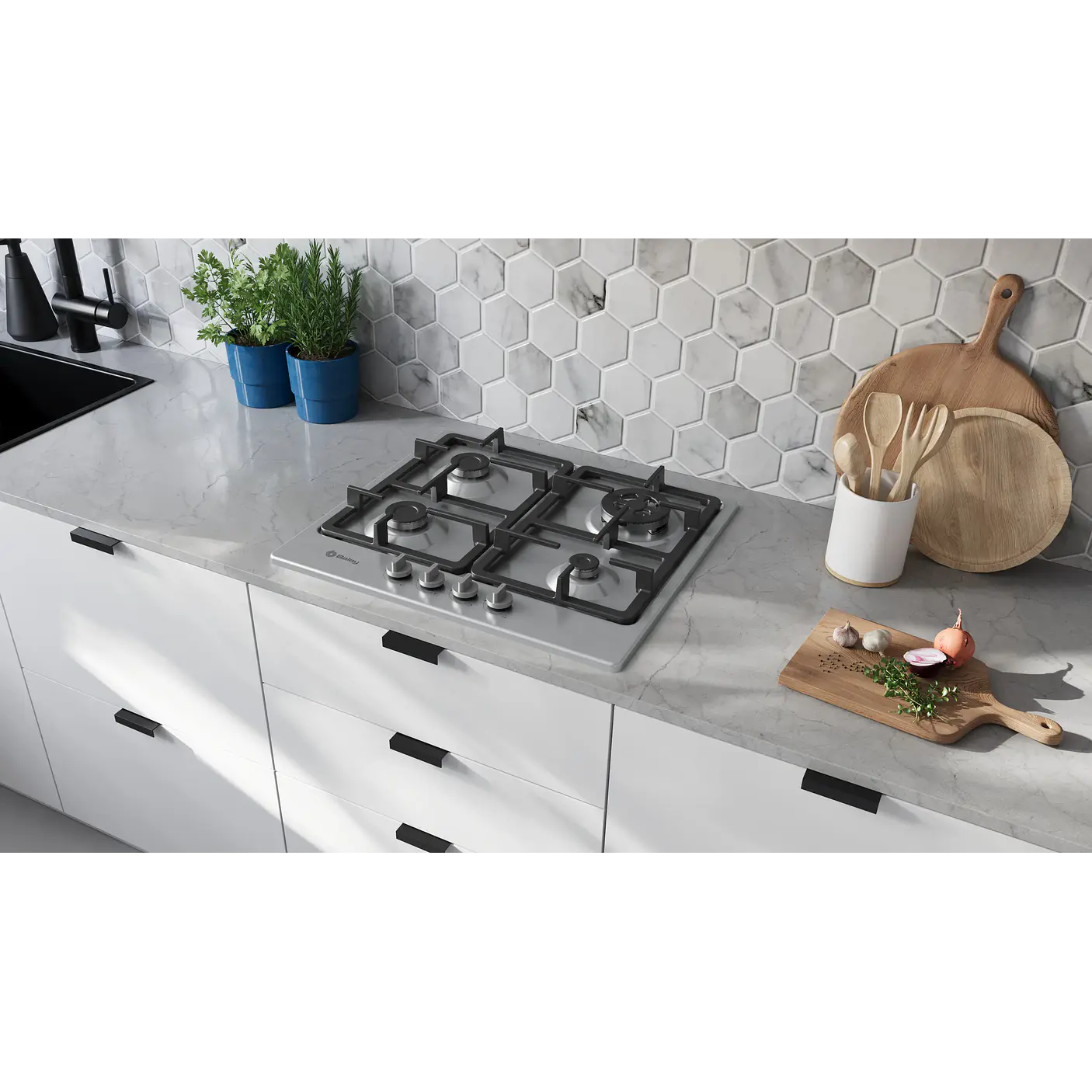 Placa de Gas BALAY Acero 60 cm · 3ETX565CB 5